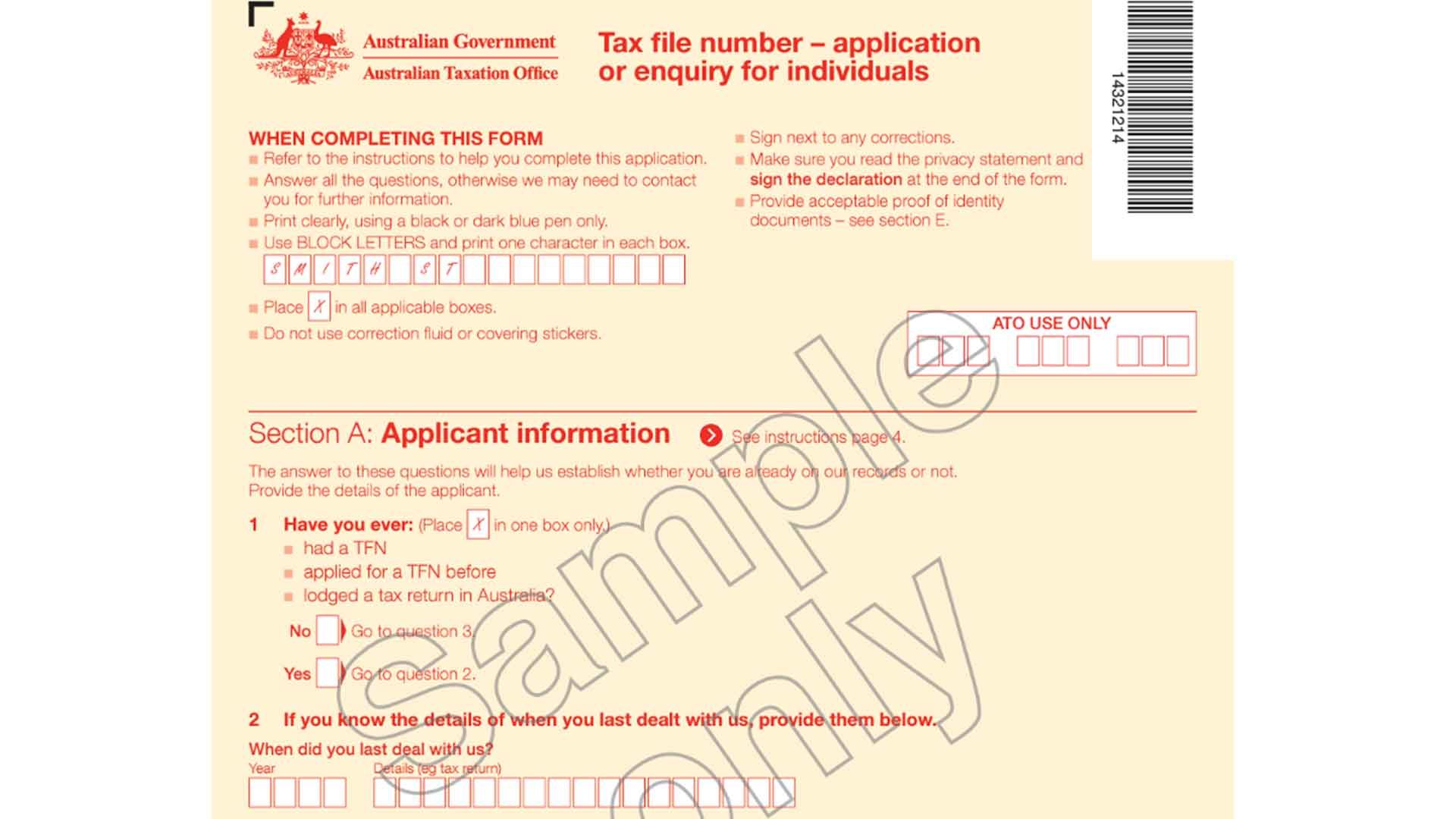 tax file number application 1